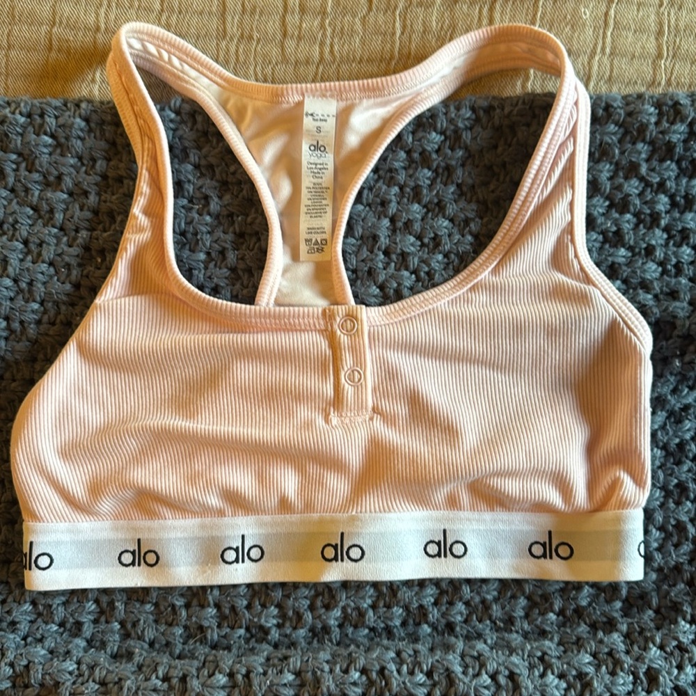 Alo ribbed Henley bra small new